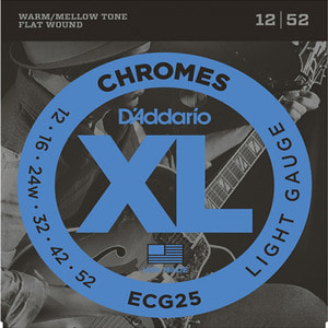 Daddario ECG25 Chromes Flat Wound, Light, 12-52